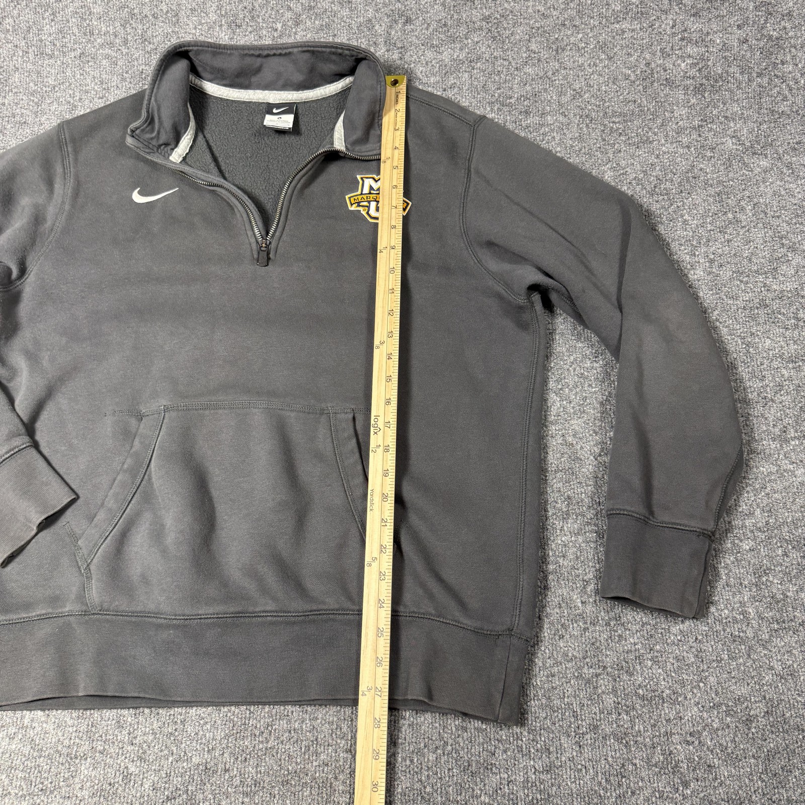 Marquette Golden Eagles Sweatshirt Mens Large Gray NCAA Basketball Nike 1/4 Zip