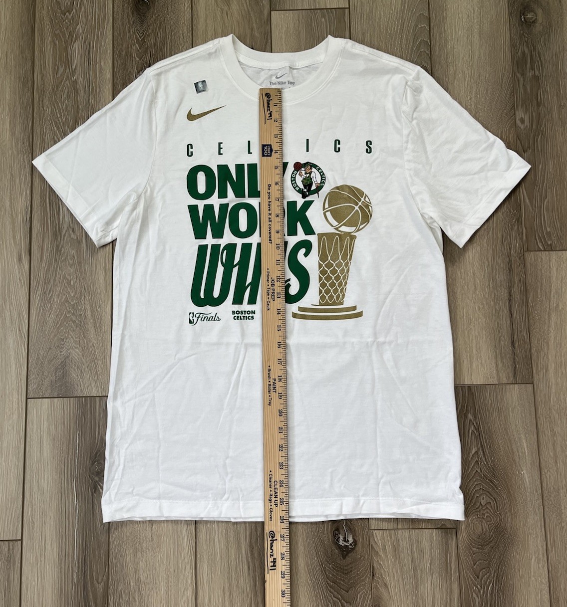 Boston Celtics NBA Finals Nike “Only Work Wins” White T-Shirt Men’s Sz M