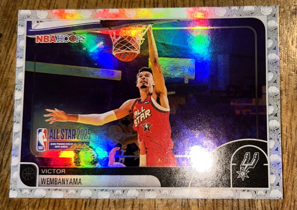 🏀🏀2025 NBA Hoops VICTOR WEMBANYAMA SILVER Refractor Spurs “ALL STAR GAME” 🏀🏀