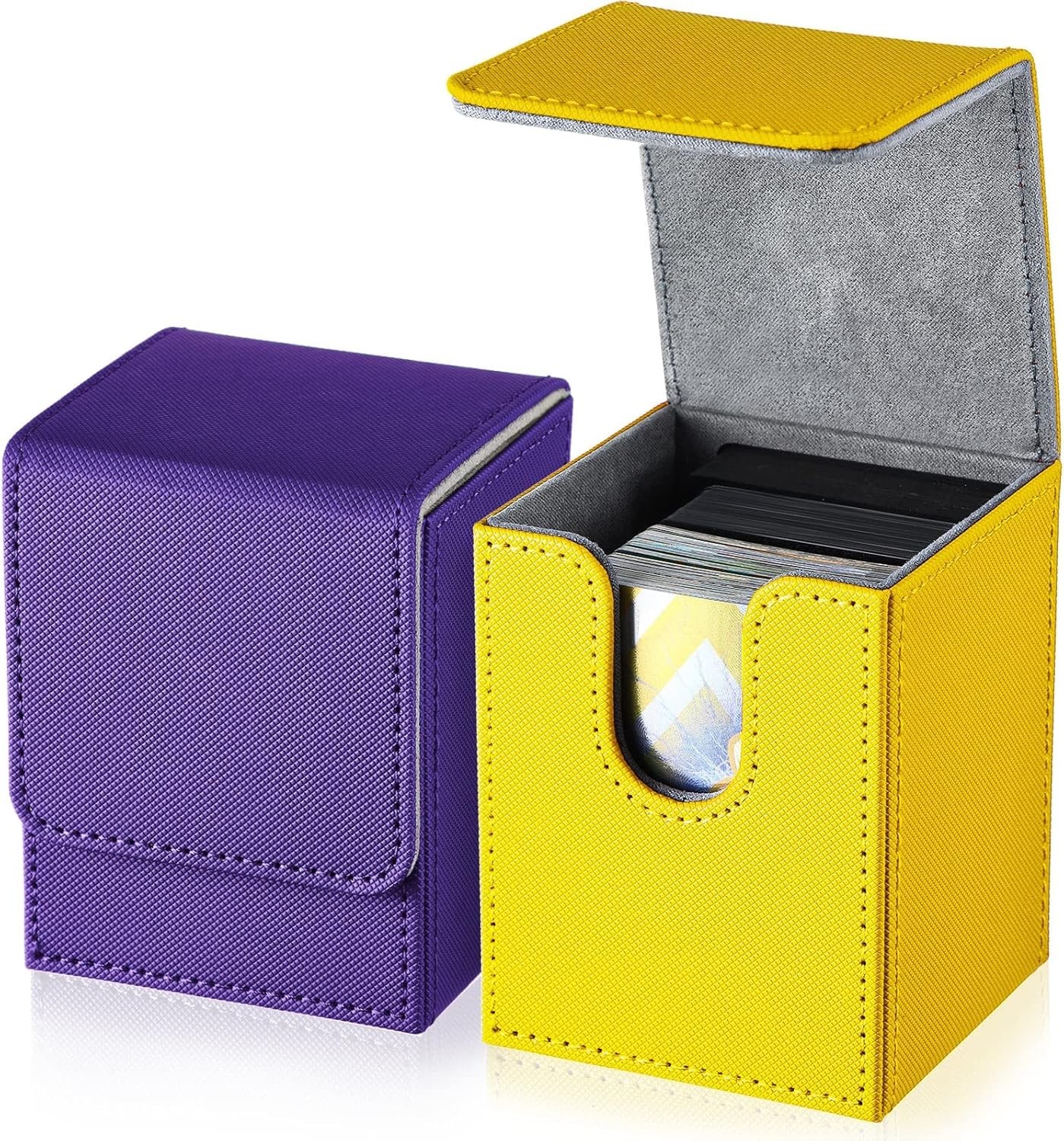 Leather Deck Card Boxes Large Capacity Portable Stackable for Trading Games
