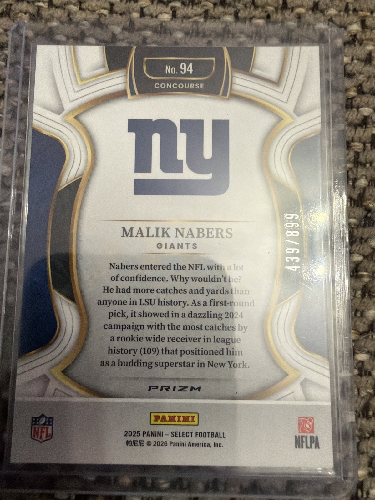 2025 Panini Select – Concourse Malik Nabers #94 Copper Shock Prizm /899