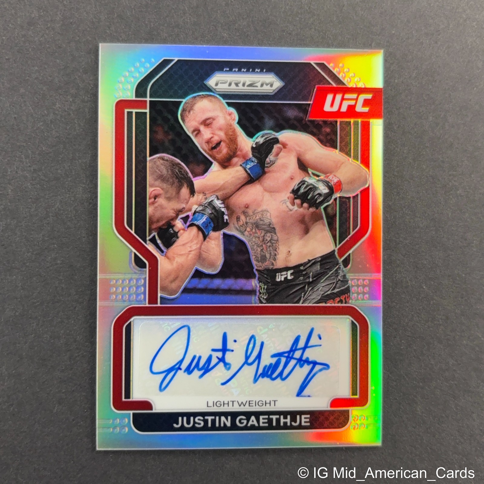 2022 Panini Prizm Justin Gaethje Auto Silver Prizm #SG-JGJ CHAMP
