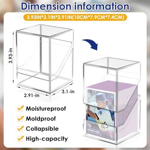6 Pack Acrylic Trading Card Storage Boxes Deck Cases for Sports Cards MTG