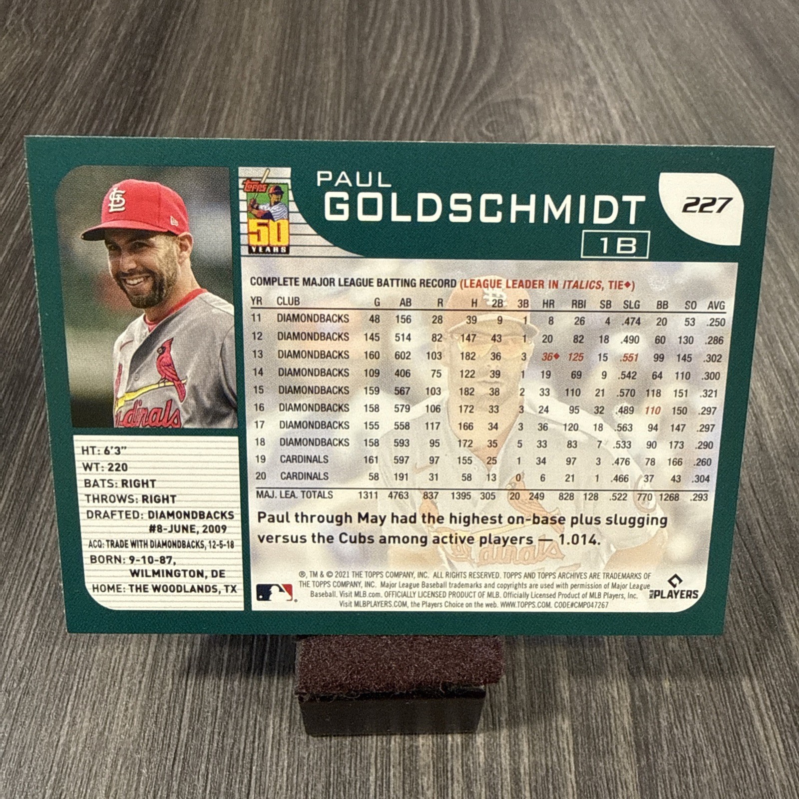 2021 Topps Archives Paul Goldschmidt St. Louis Cardinals #227