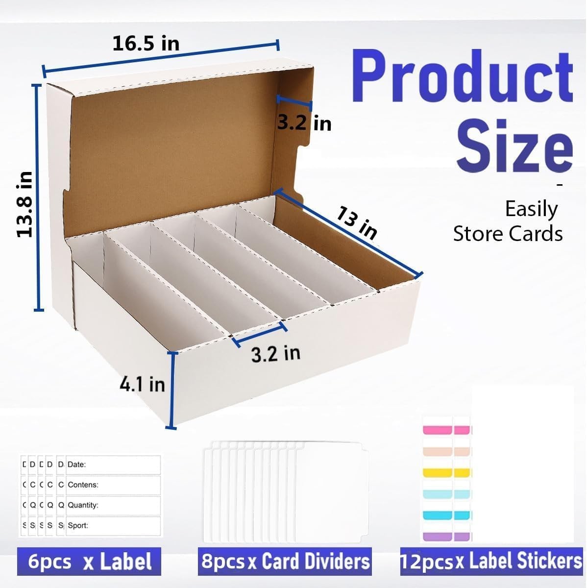 Luxury 5-Row Sports Card Storage Box – Holds 3200 Cards with Dividers