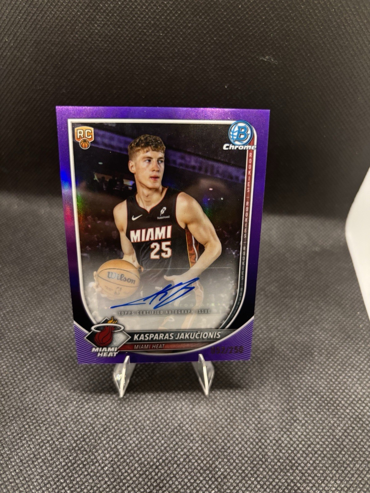 2025-26 Bowman Kasparas Jakucionis Chrome Rookie Auto Purple Refractor /250