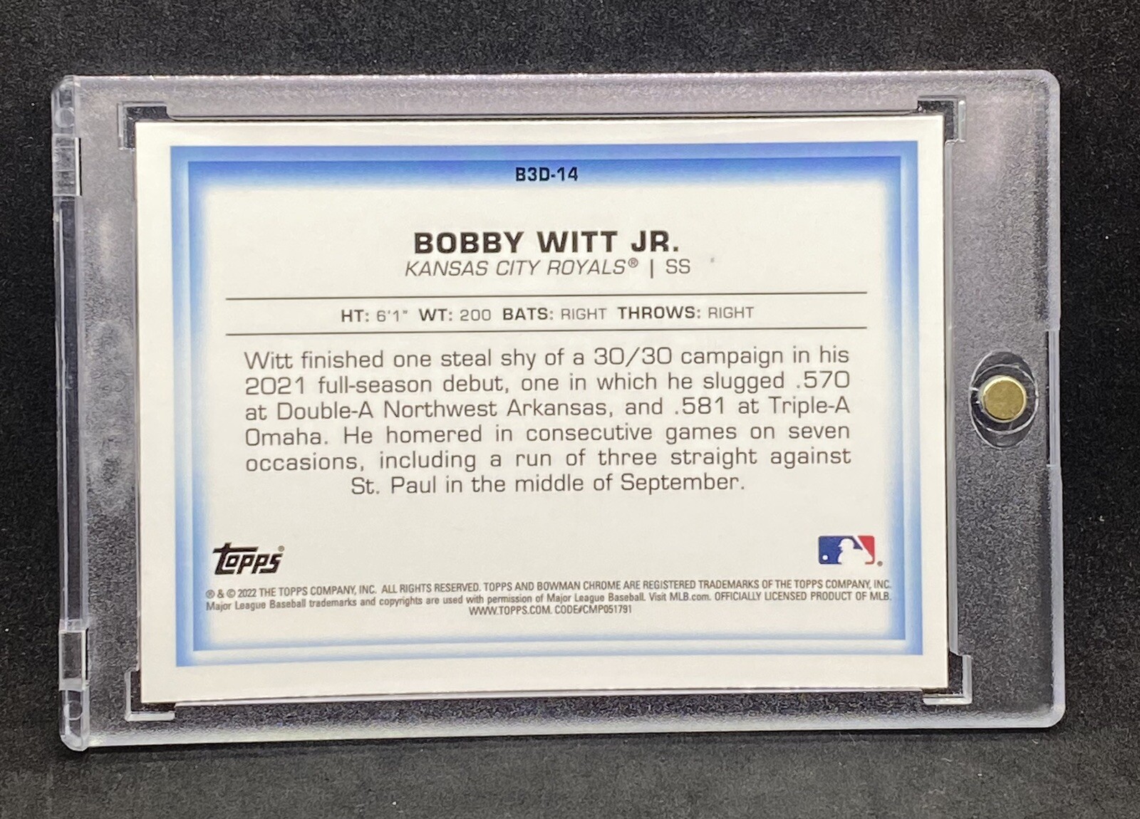 Bobby Witt Jr. RARE ROOKIE RC REFRACTOR INVESTMENT CARD SSP CHROME ROY MINT