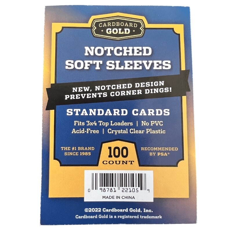 500 Cardboard Gold Notched Soft Penny Sleeves Easy Glide