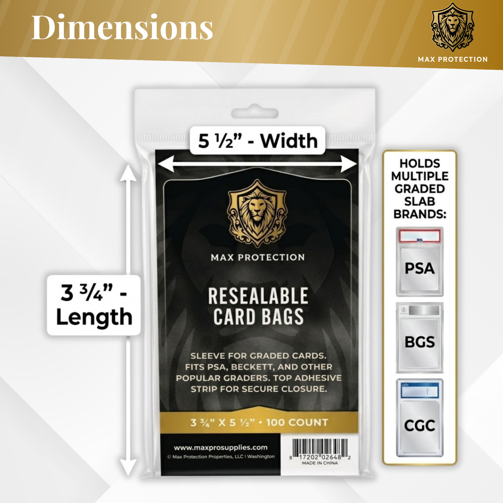 500ct Ultra Max Pro Graded Card Bags for PSA, BGS, SGA, CGS Slabs – NEW