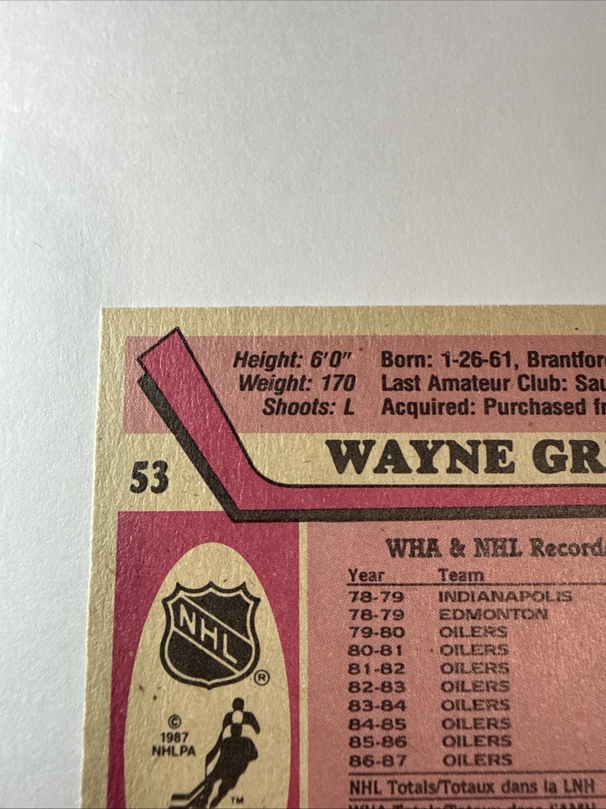 O-Pee-Chee 1987-88 Wayne Gretzky #53 Edmonton Oilers Base Set Card