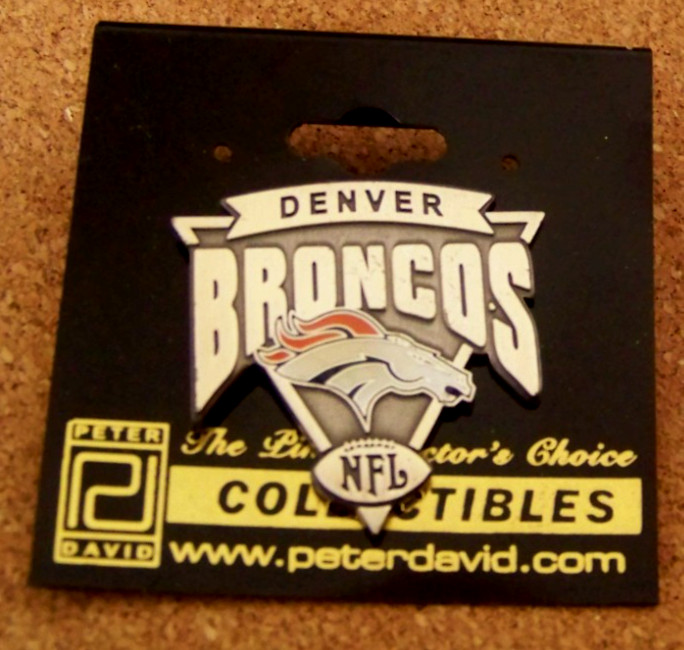 Denver Broncos triangular steel tone pin NFL FREE SHIPPING