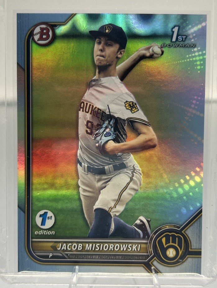 Jacob Misiorowski Blue Foil 2022 Bowman 1st Milwaukee Brewers