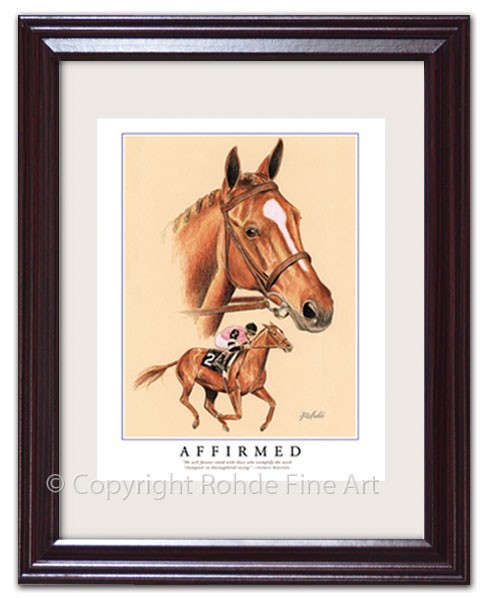 AFFIRMED – FRAMED HORSE RACING ART PRINT Triple Crown Kentucky Derby racehorse