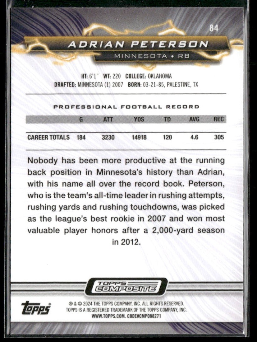 2023 Topps Composite #84 Adrian Peterson Resurgence Blue and Orange Spark
