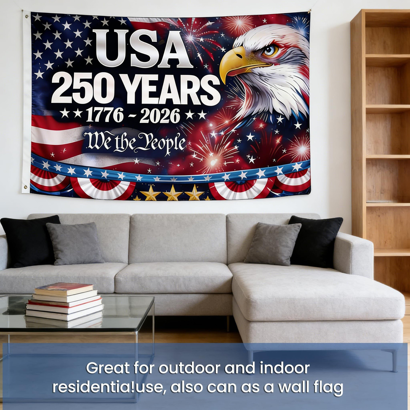 250 Anniversary Usa Flag, Commemorative House Flags, Two-sided 3×5 Ft, D