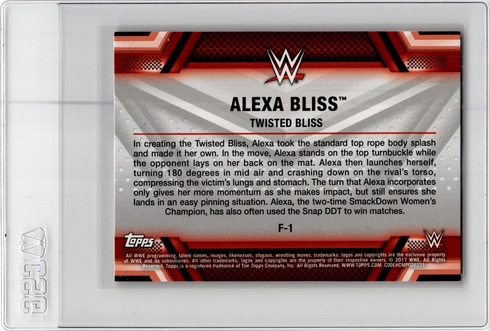 2017 Topps WWE Womens Division Famous Finishers Alexa Bliss F-1