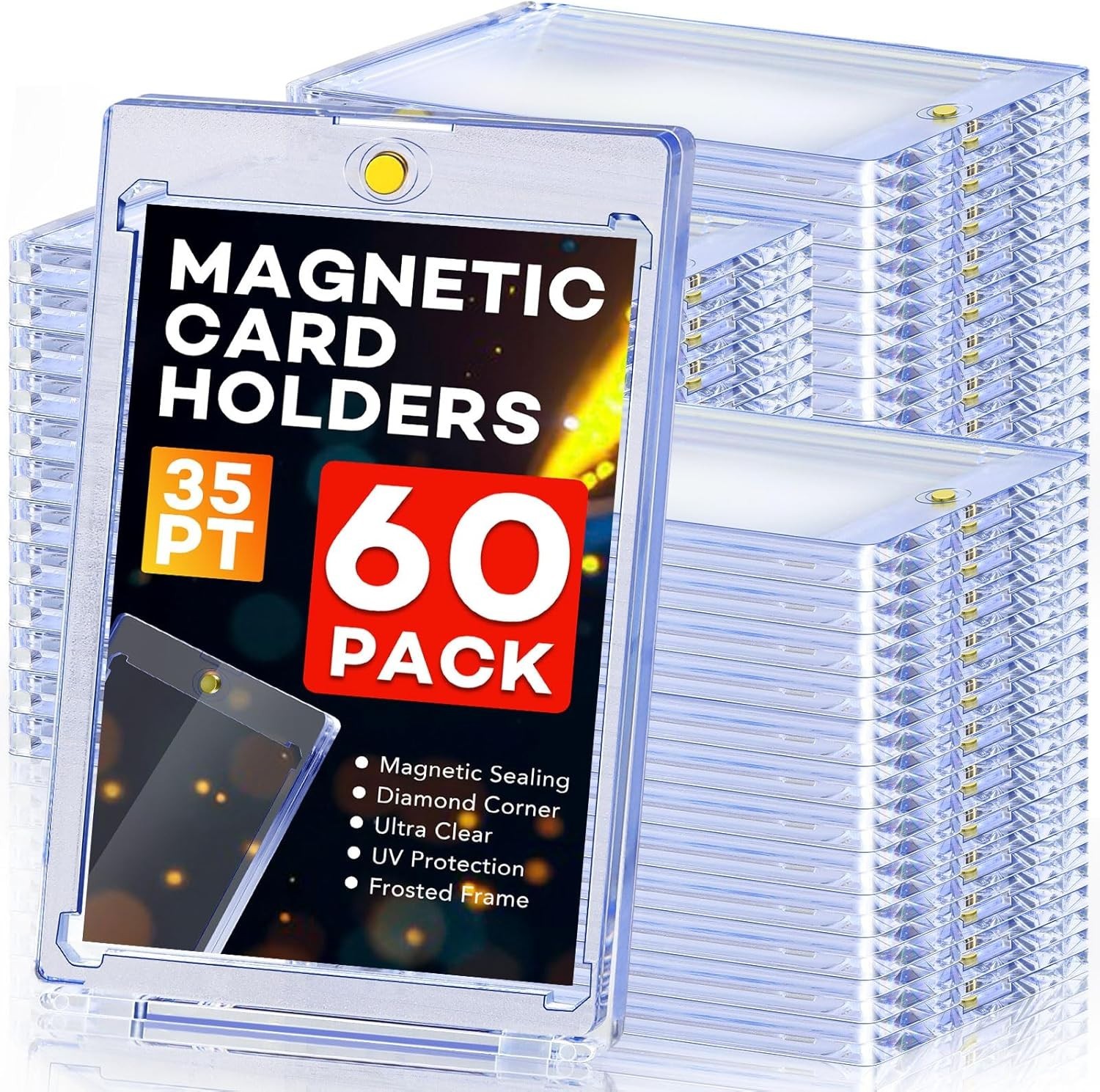 Magnetic Card Holders 35pt, UV Protection Case for Trading, Sports, Game Cards