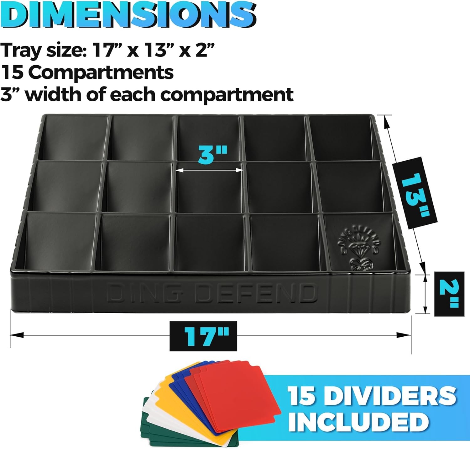Storage Standard Card Sorting Tray – Stackable Trading Cards Organizer – 15-Comp