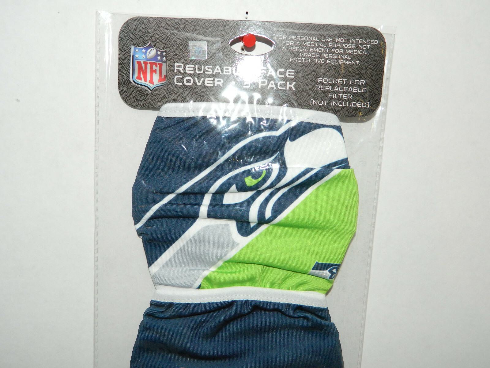 Seattle Seahawks FACE MASK 3 pack NFL official Cover filter pocket reusable