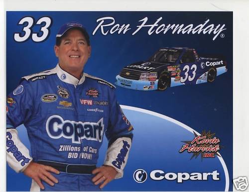 RON HORNADAY 2009 COPART CAMPING WORLD TRUCK POSTCARD