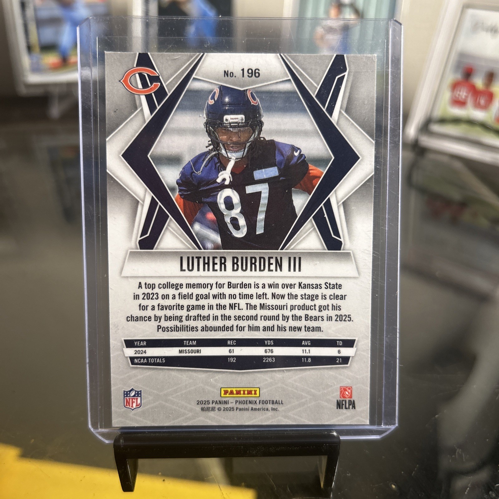 2025 Panini Phoenix Luther Burden III RC Silver Seismic Prizm Rookie Bears SP