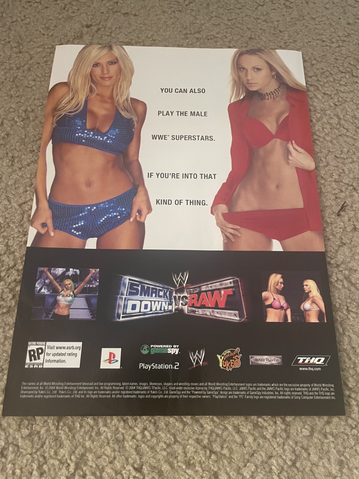 2004 WWE SMACKDOWN vs. RAW PS2 Video Game Print Ad STACY KEIBLER TORRIE WILSON
