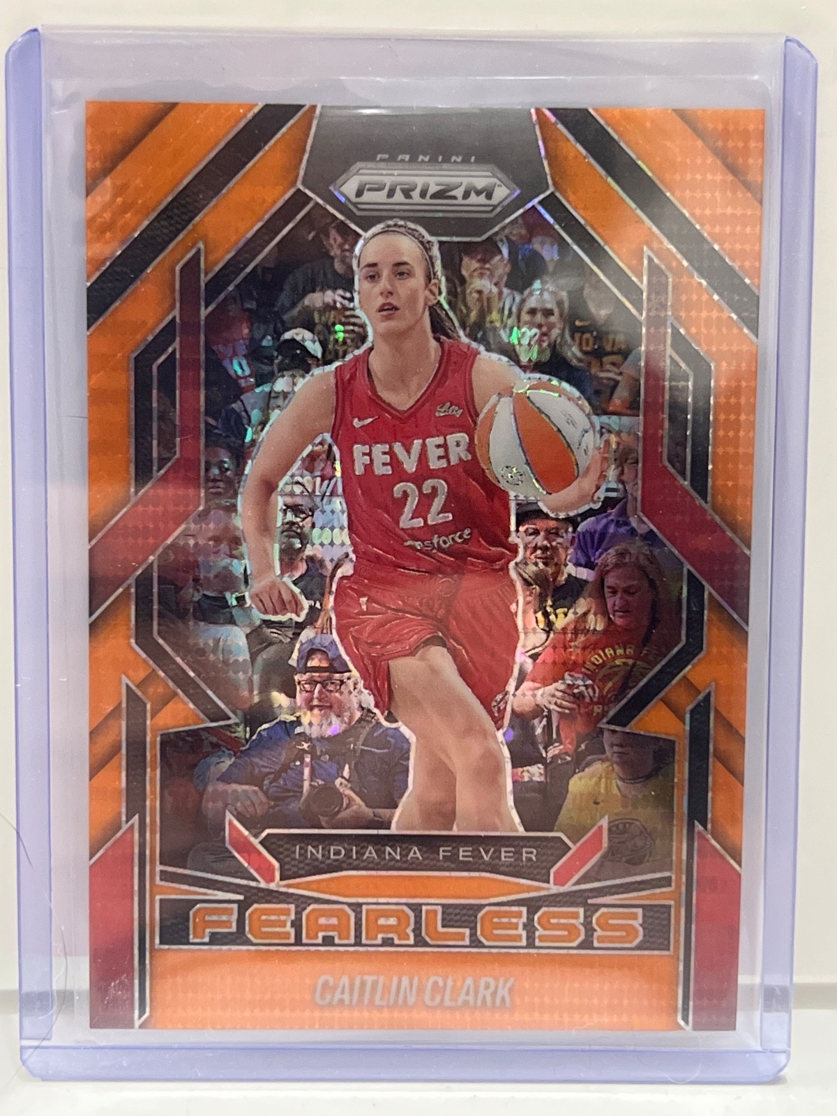 2025 Panini Prizm WNBA Caitlin Clark Fearless Orange Pulsar #7 22/75 Jersey Matc