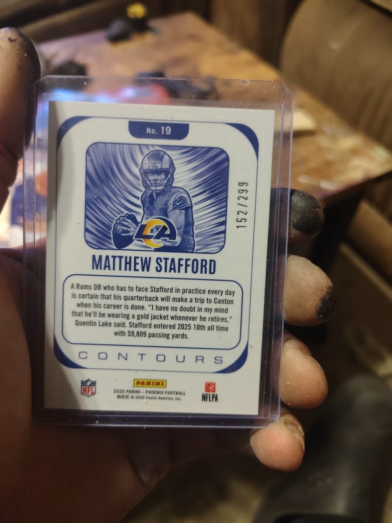 2025 Panini Phoenix – Contours Matthew Stafford #19 Silver Pyramids/299