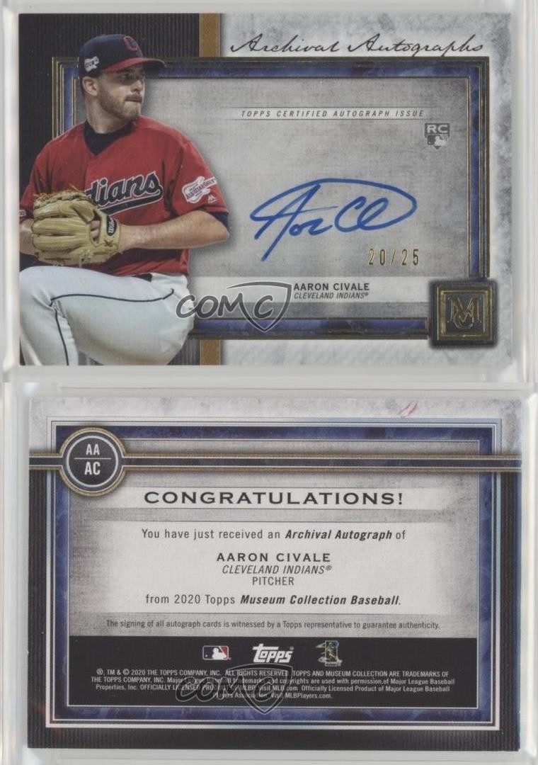 2020 Museum Collection Archival Gold 20/25 Aaron Civale Rookie Auto RC 1sr2