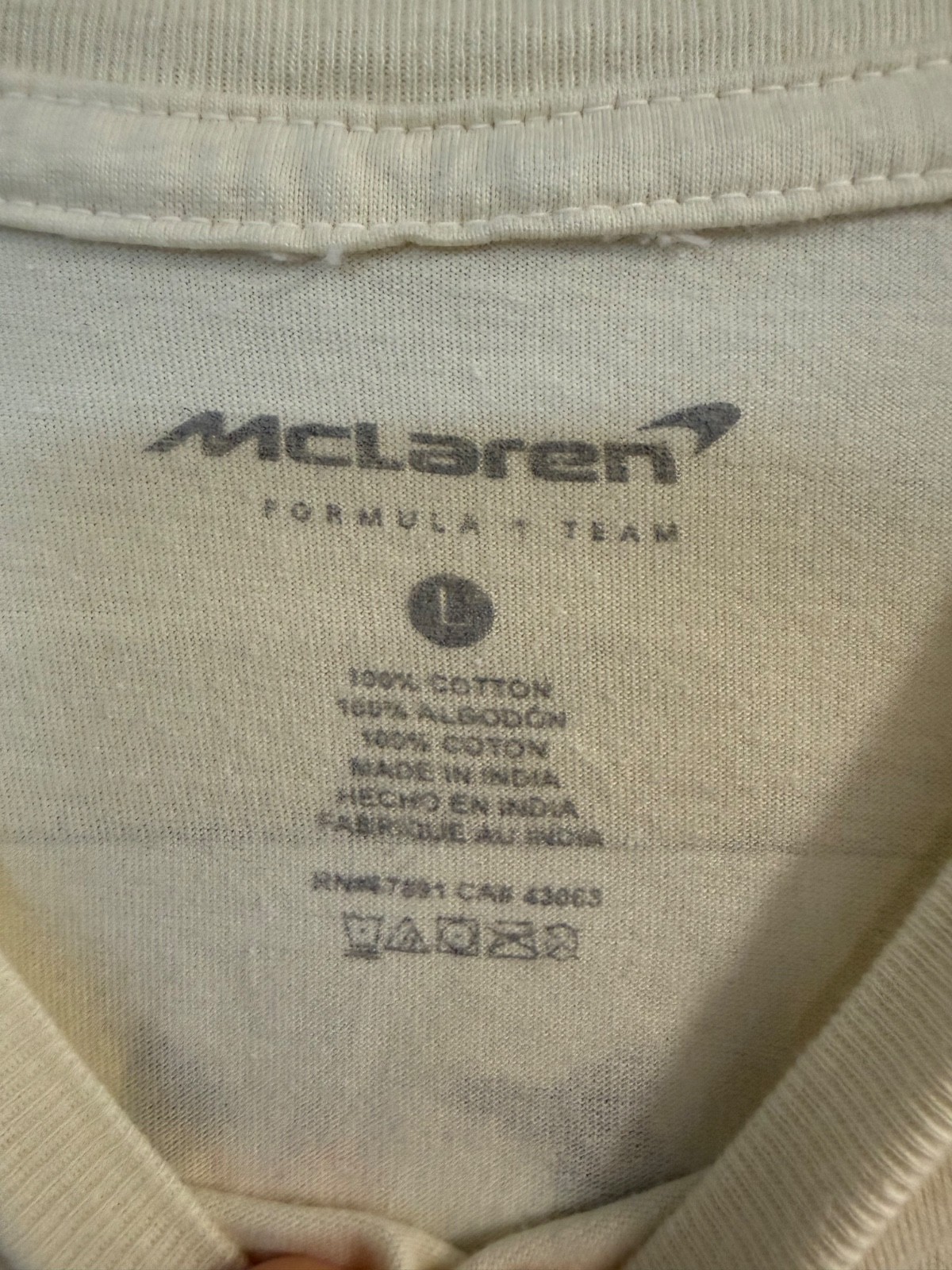 McLaren Formula 1 Team T-Shirt Mens Large White Racing-Formula 1 Team Apparel