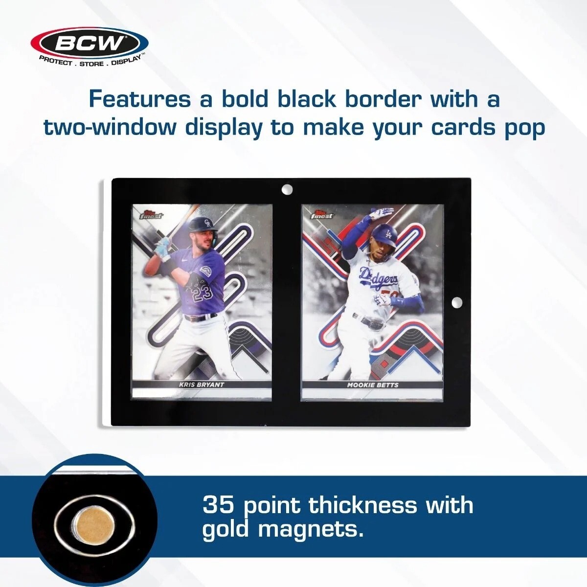 1 BCW 2-Card Magnetic Holder – 35pt Black Border Recessed UV Protection Case New