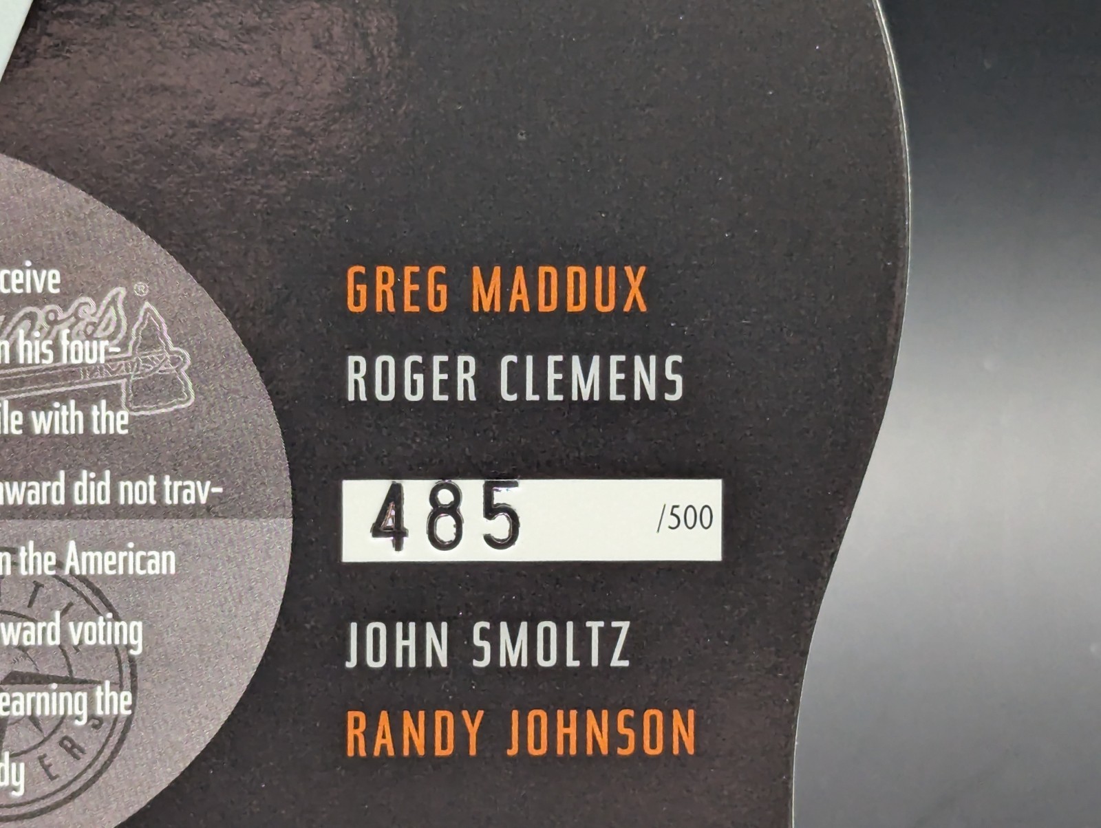 1997 SP SPx Force Greg Maddux Roger Clemens John Smoltz Randy Johnson # /500