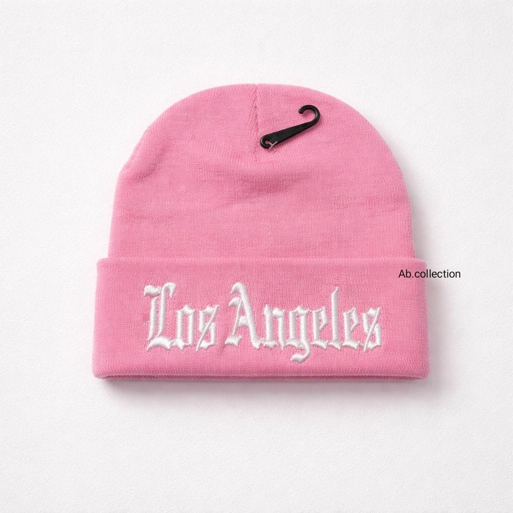 Los Angeles Embroidered Knit Beanie, Cuffed Style, Multiple Colors Unisex Adults
