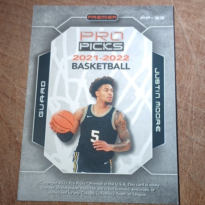 2021-22 Pro Picks Premier Justin Moore Guard PP-33 Basketball Card