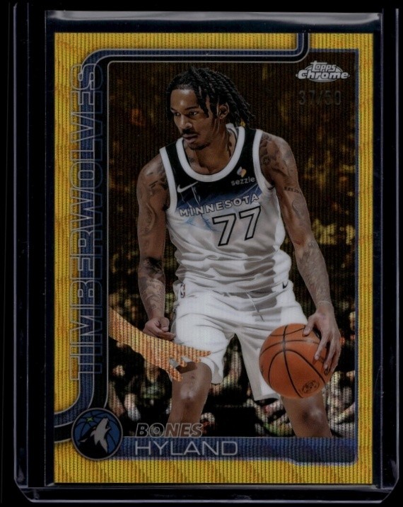2025-26 Topps Chrome Basketball Bones Hyland #90 Gold Wave Refractor /50