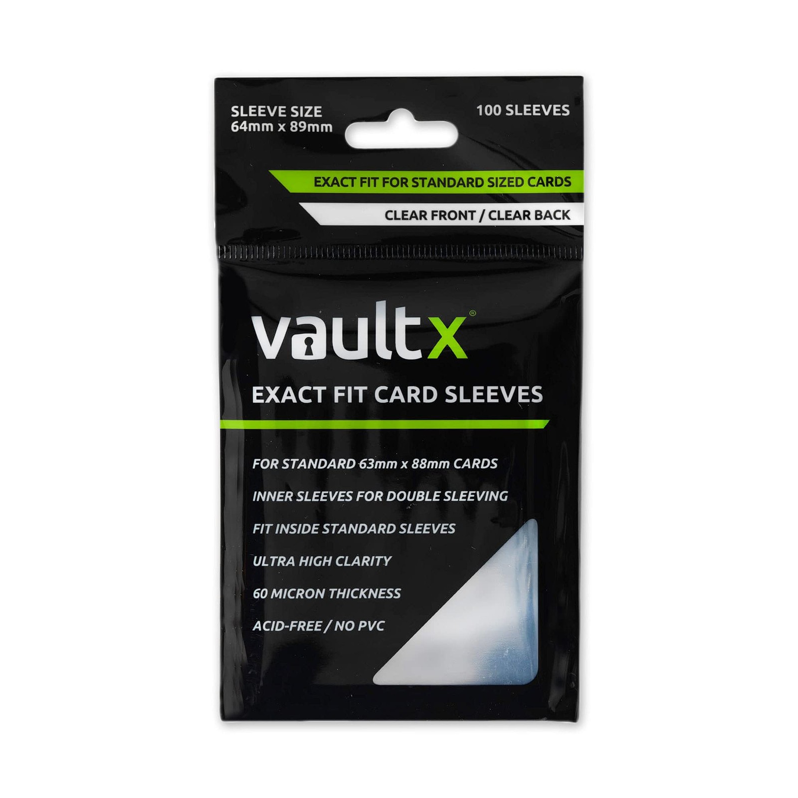 Vault X Exact Fit Trading Card Sleeves, Soft, High Clarity, 100 Pack, Clear
