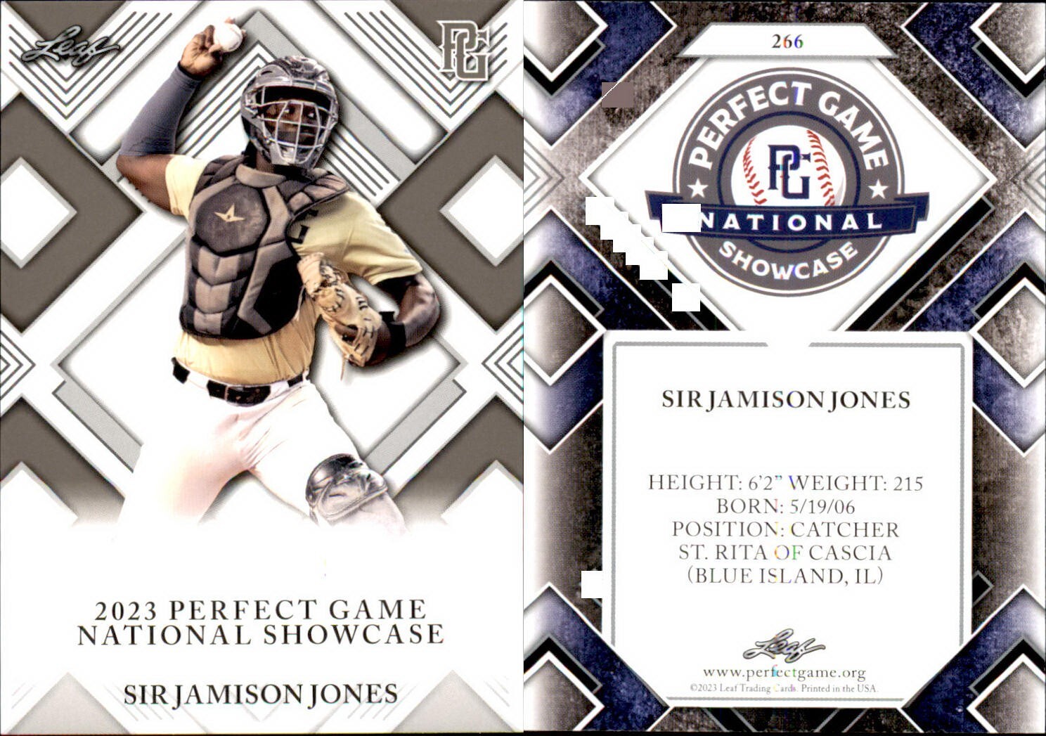 SIR JAMISON JONES Rookie 2023 Leaf Perfect Game National Showcase RC #266