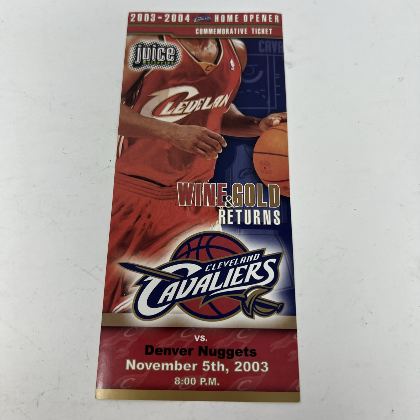 LEBRON JAMES HOME DEBUT TICKET COMMEMORATIVE CLEVELAND CAVALIERS 11/5/2003