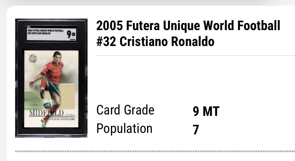 2005 FUTERA UNIQUE WORLD FOOTBALL#32 CRISTIANO RONALDO SGC 9 Low Pop