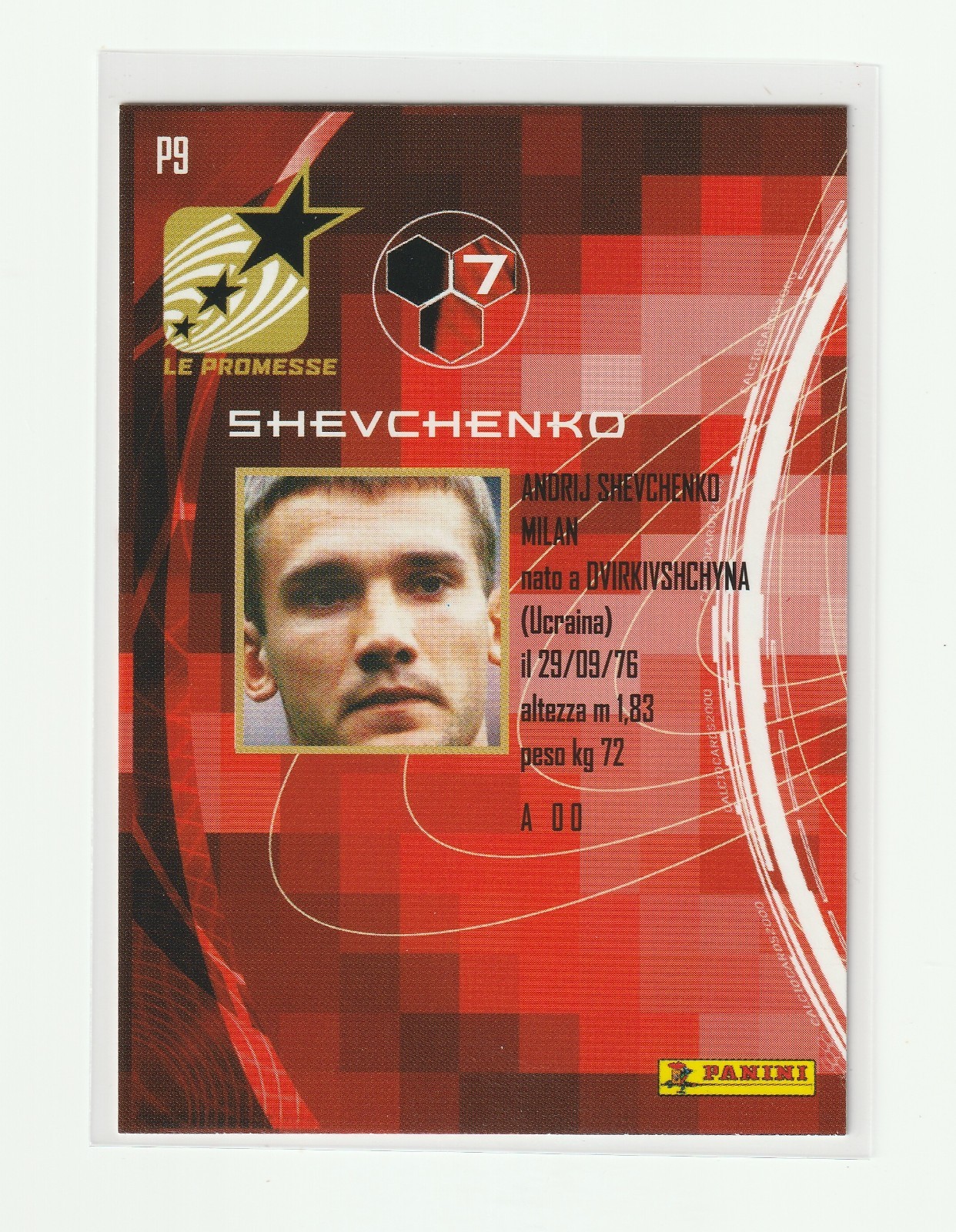 1999-00 PANINI CALCIO CARDS ROOKIE PROMESSE FOIL [ ANDRIY SHEVCHENKO ] AC MILAN