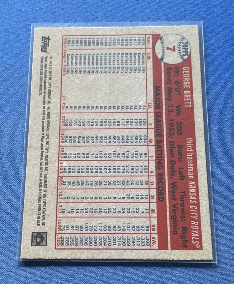 2021 Topps Archives 1957 Topps #7 George Brett Kansas City Royals