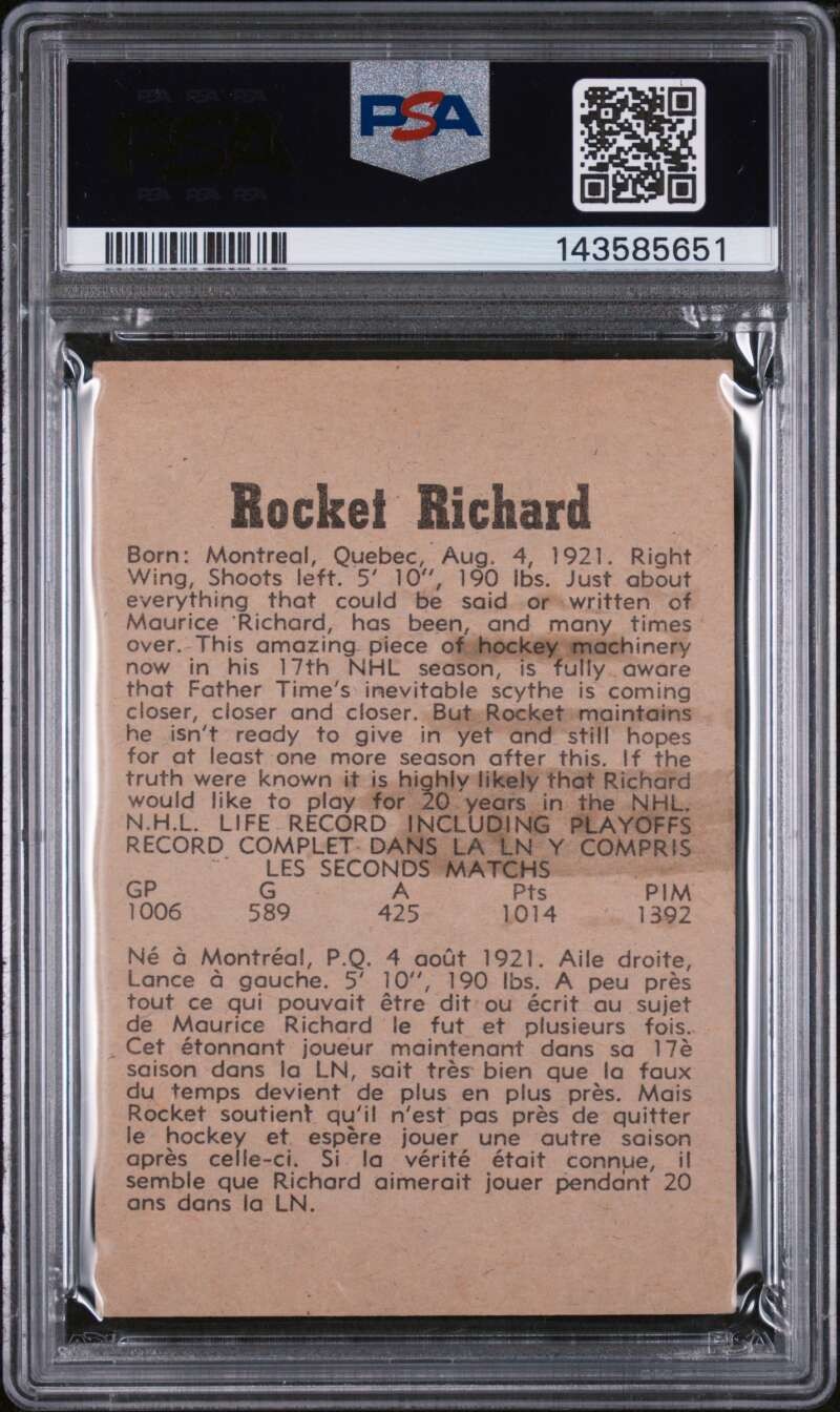 1958-59 Parkhurst Maurice Richard #38 PSA 5 Canadiens WZ94