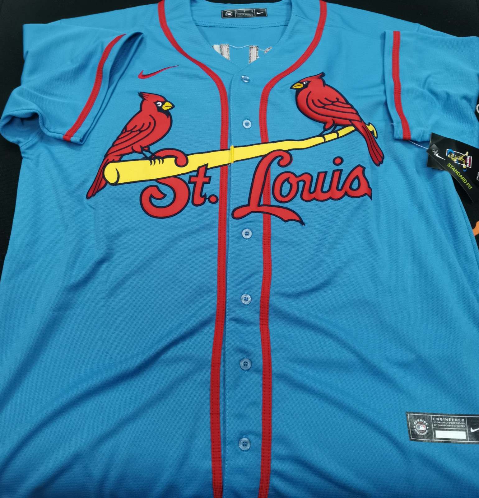 Yadier Molina #4 Cardinals Light Blue Cool Base Sewn Stitched Jersey.