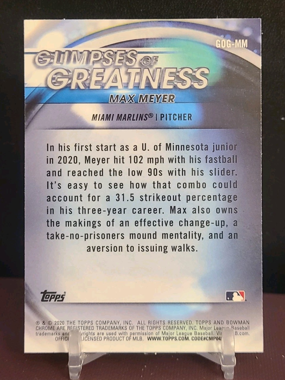 2020 Bowman Draft Max Meyer Glimpses Of Greatness #GOG-MM