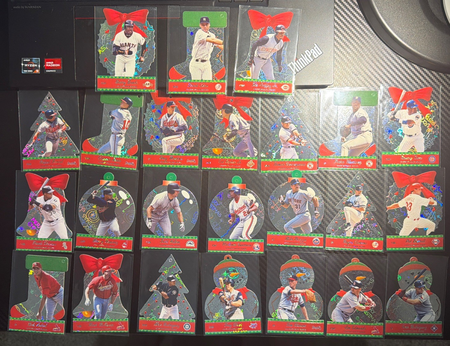 2001 Pacific Christmas Tree Ornament Die Cut Complete Set 1-24. Bonds, Griffey