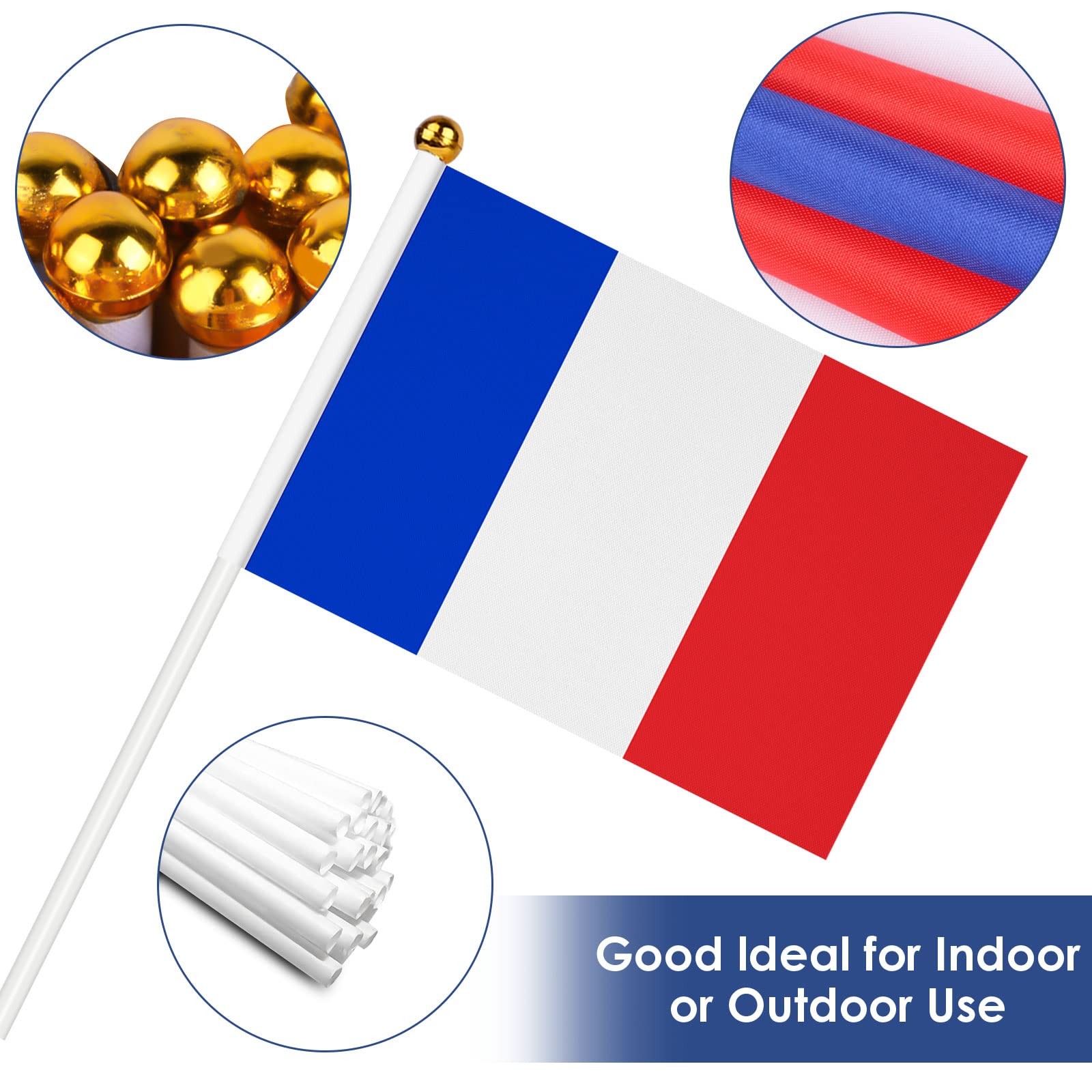 AhfuLife 30 Pcs French Hand Held Flags for World Cup 5×8 Inch-30 Pcs, France