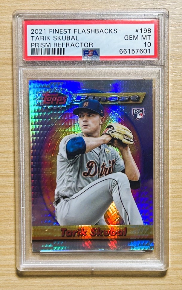 2021 Topps Finest TARIK SKUBAL FLASHBACKS PRISM 1/35 RC, Tigers 1st Print GEM