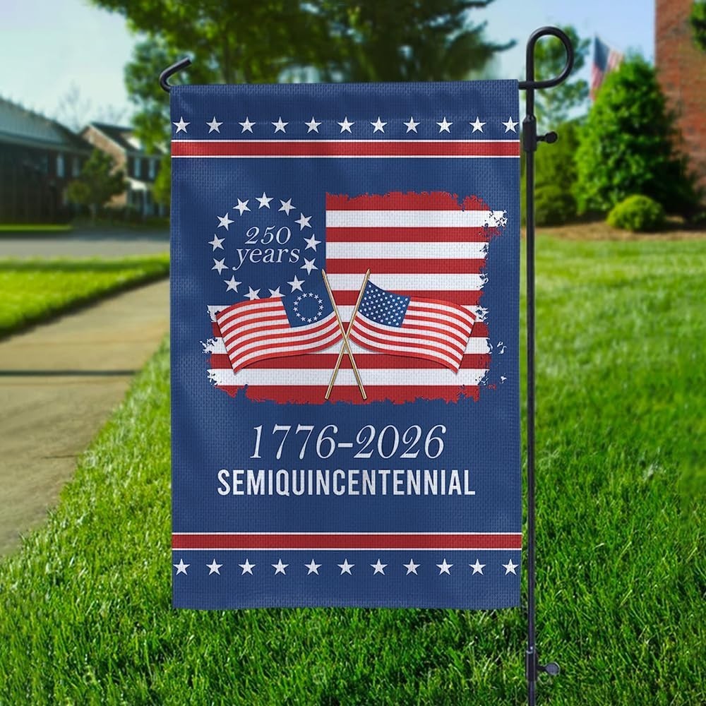 American 250 Garden Flag 12 x 18 Inch, USA 250th Anniversary Patriotic Garden Fl