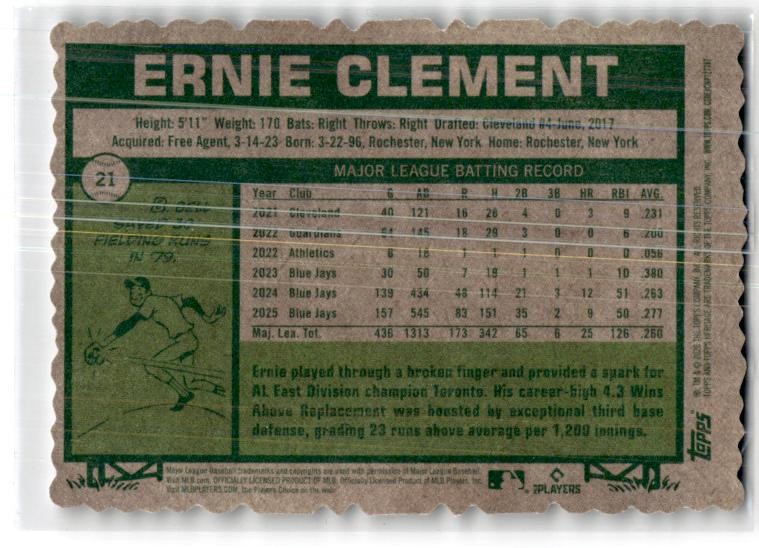 2026 Topps Heritage #21 Ernie Clement Deckle Edge Toronto Blue Jays