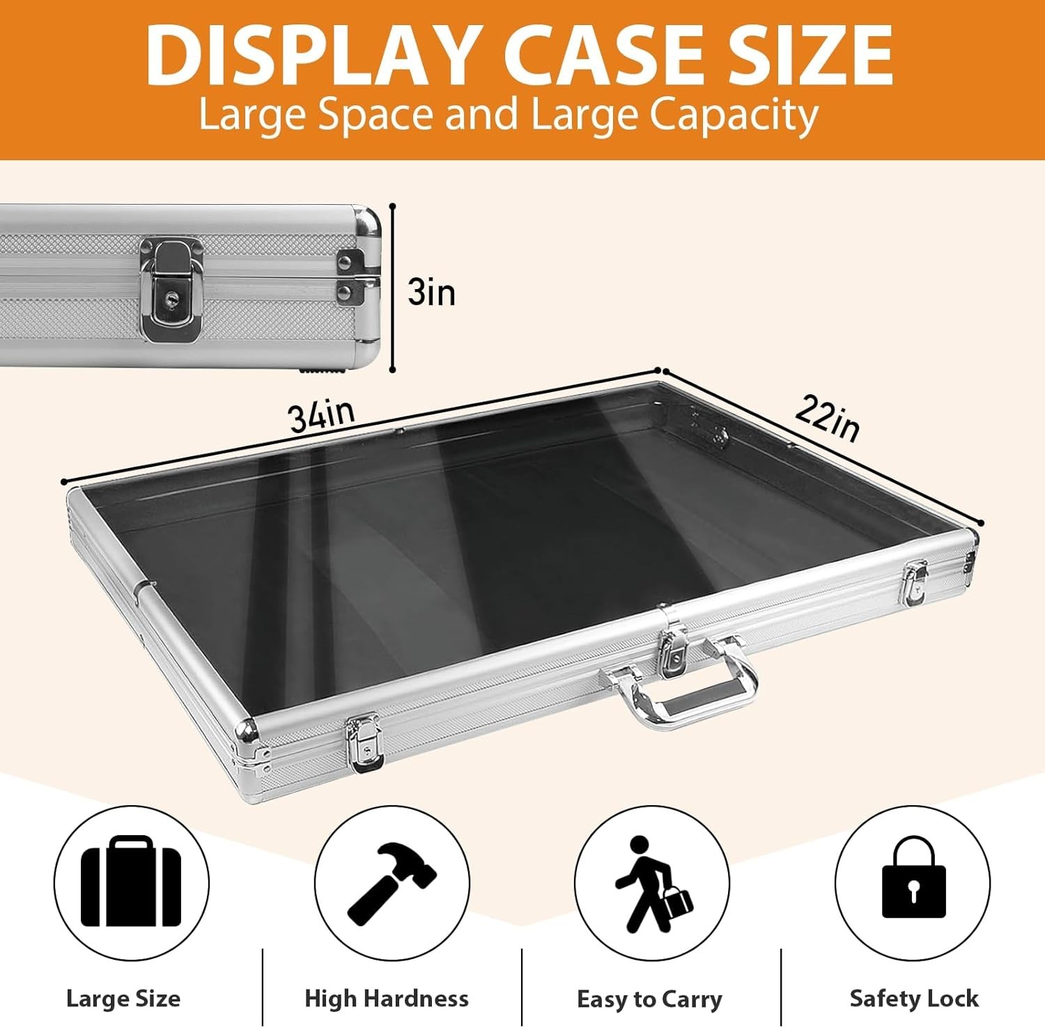 Lightweight 34″x22″ Aluminum Display Case with Adjustable Panels & Locks